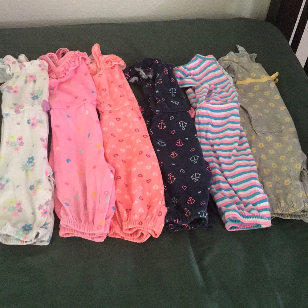 6 Baby Girl's Solid Ruffled Strap Jumpsuit